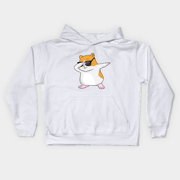 Cool hamster at dabbing with sunglasses Kids Hoodie by Markus Schnabel